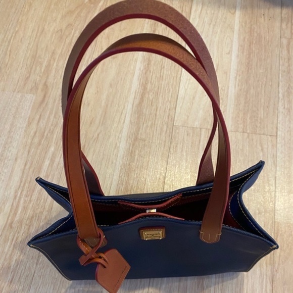 Dooney & Bourke squared blue/brown satchel - Picture 5 of 16